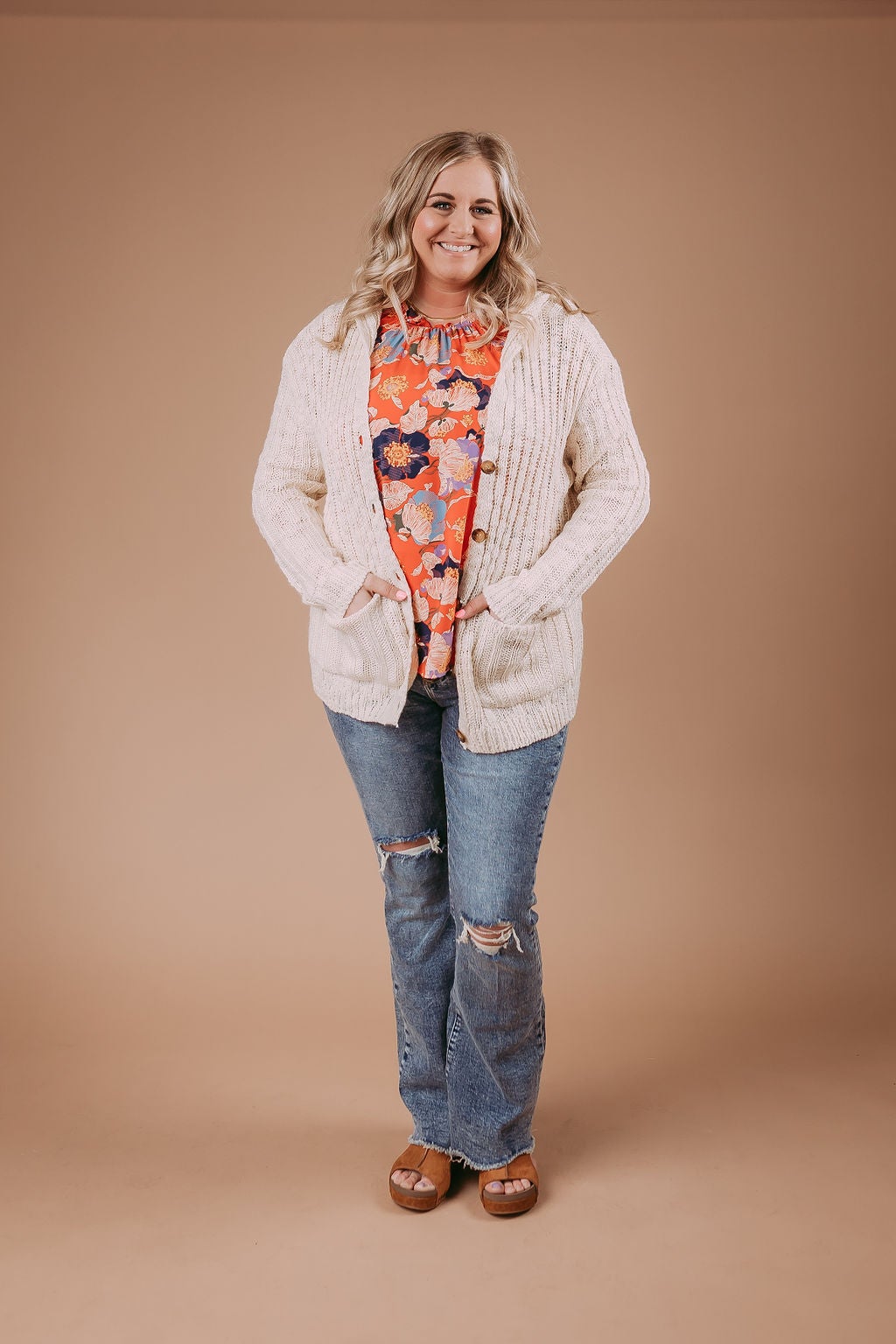 Curvy Oatmeal Cardigan